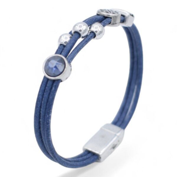 Pulsera de cuero con cristal Swarovski